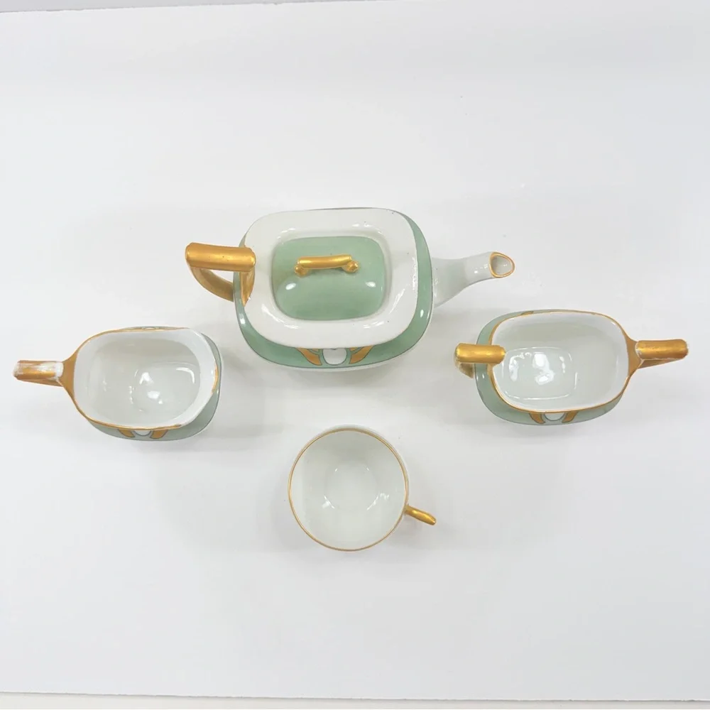 ANTIQUE P&P Limoges France & Bavaria Germany‎ Mismatch ART DECO TEA SET, Teapot